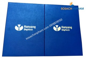 Kẹp trình ký - Bìa kẹp da xanh 8 góc cài tờ A4