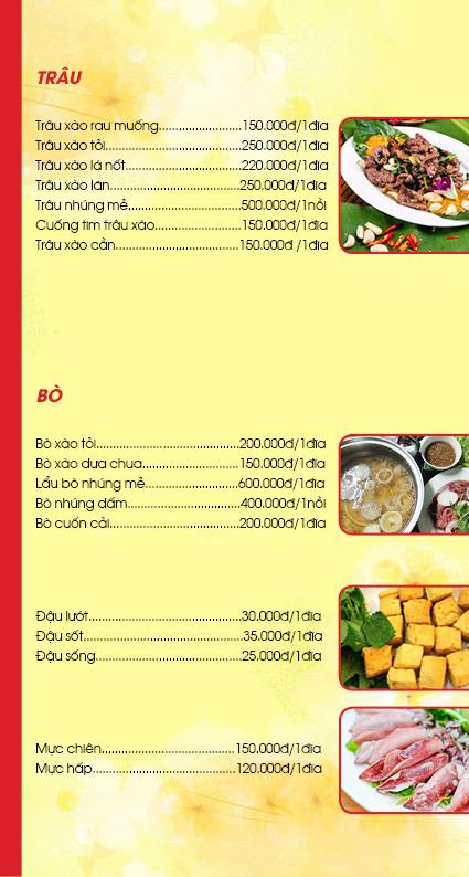 Thực đơn nhà hàng