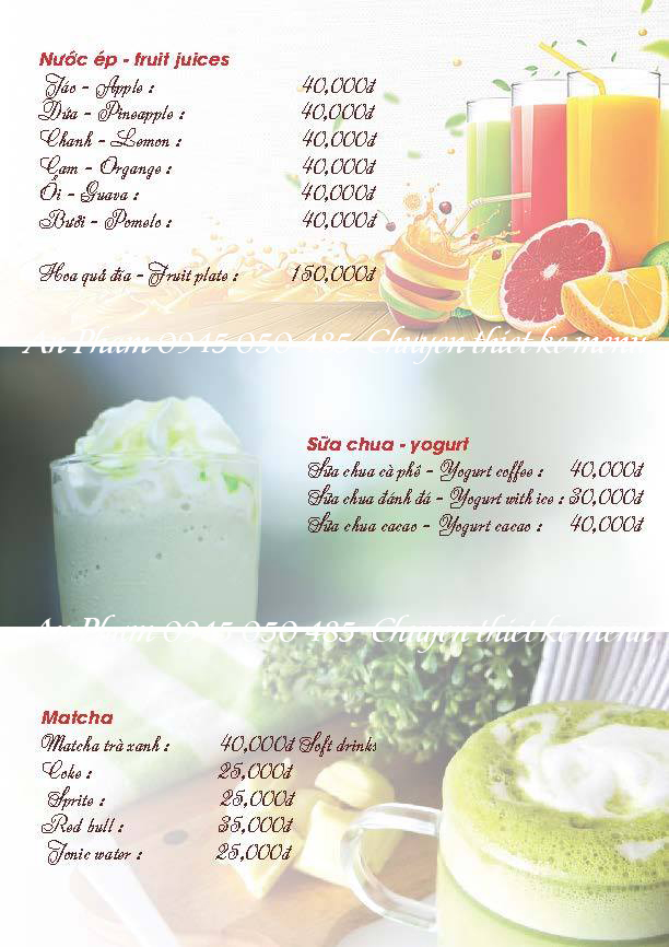 Menu Đồ Uống - Đồ Ăn Nhanh