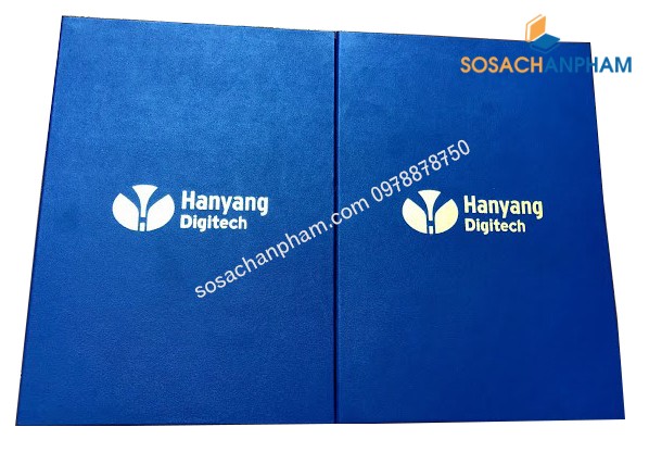 Kẹp trình ký - Bìa kẹp da xanh 8 góc cài tờ A4