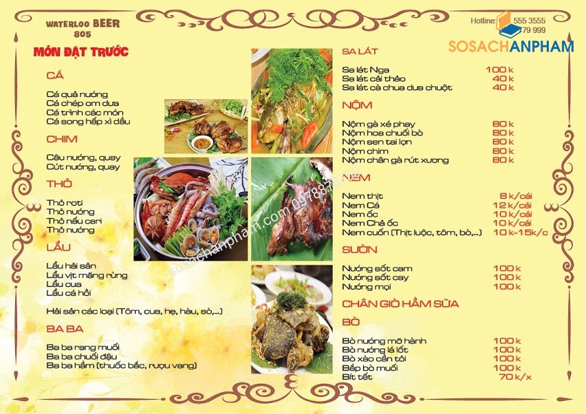 Menu Waterloo Beer 805