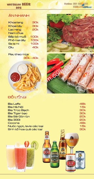 Menu Waterloo Beer 805