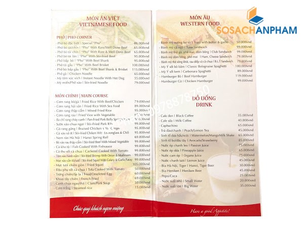 Menu nhà hàng - Phong cách - Ấn tượng