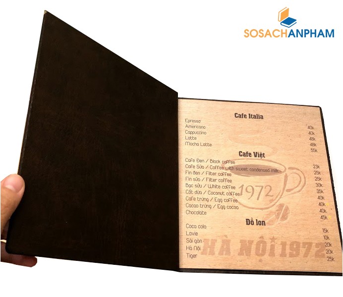 Menu bìa gỗ