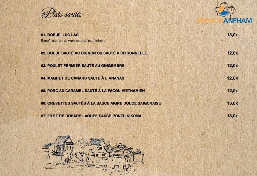 Thiết kế Menu nhà hàng Phong Cách