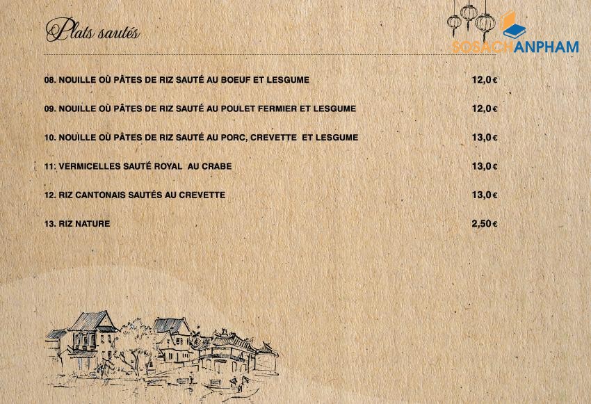 Thiết kế Menu nhà hàng Phong Cách